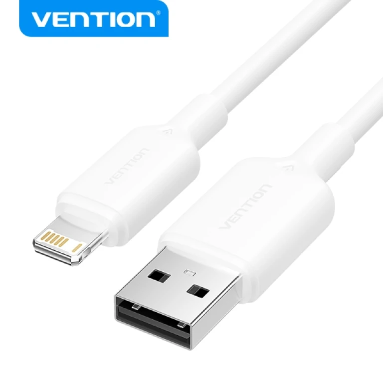 Thumbnail-Vention Cabo USB 2.0 Lightning – Transmissão 480Mbps – Saída 2.4A – Condutor Bronze Estanhado – Cor Branco