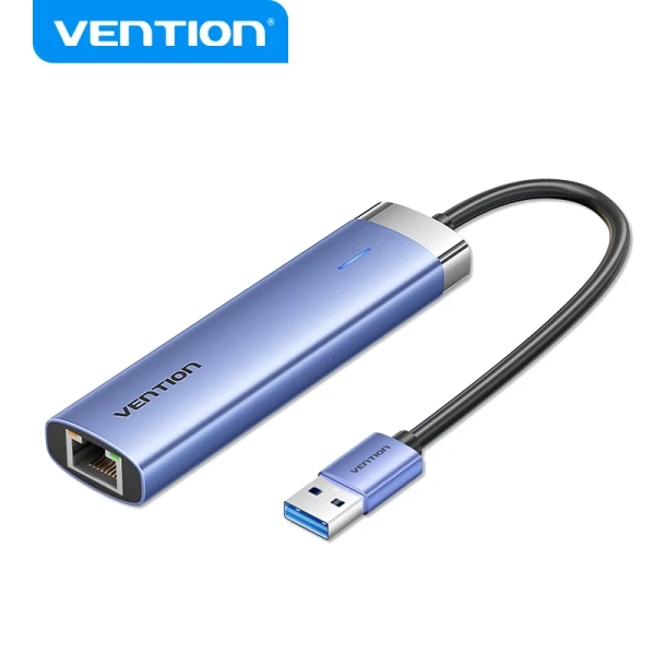 Thumbnail-Vention Hub USB 3.0 5 em 1 – Transferência 5 Gbps – Porta Gigabit Ethernet – Ampla Compatibilidade – Controle Térmico Eficiente – Cor Azul