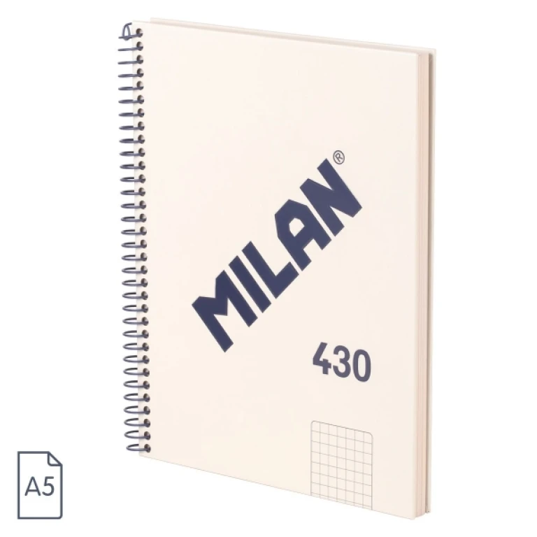 Caderno Espiral Série Milan 1918 Formato A5 Quadricula 5x5mm - 80 Folhas de 95 gr/m2 - Microperfurado, 2 Furos - Cor Bege