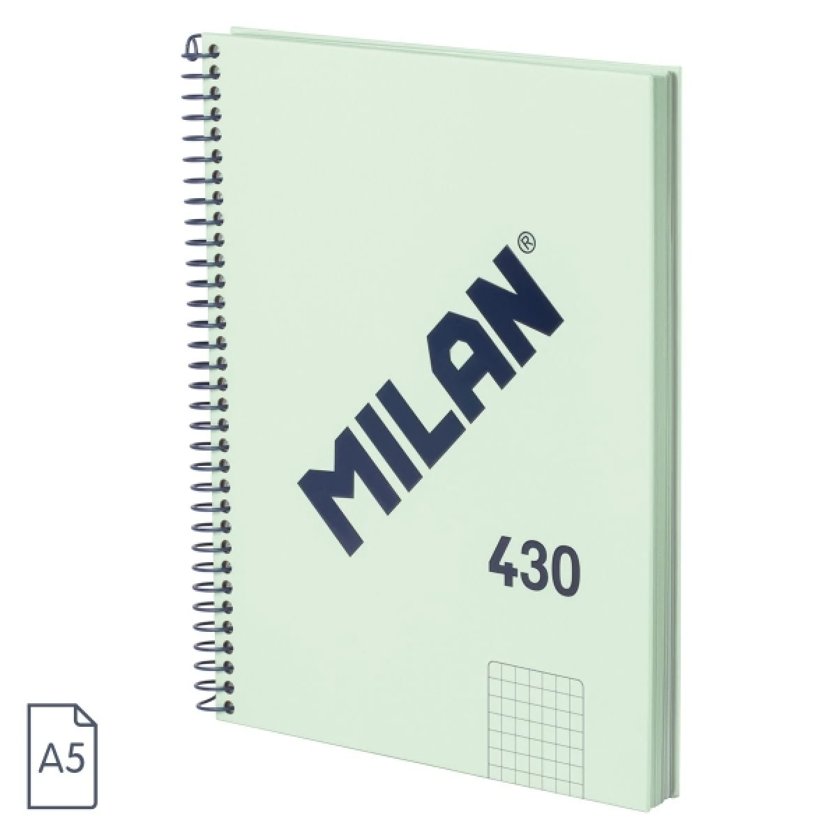 Caderno Espiral Série Milan 1918 Formato A5 Quadricula 5x5mm - 80 Folhas de 95 gr/m2 - Microperfurado, 2 Furos - Cor Verde