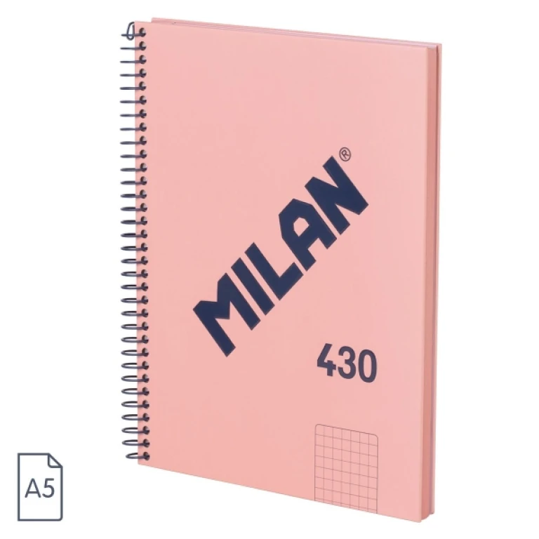 Caderno Espiral Série Milan 1918 Formato A5 Quadricula 5x5mm - 80 Folhas de 95 gr/m2 - Microperfurado, 2 Furos - Cor Rosa