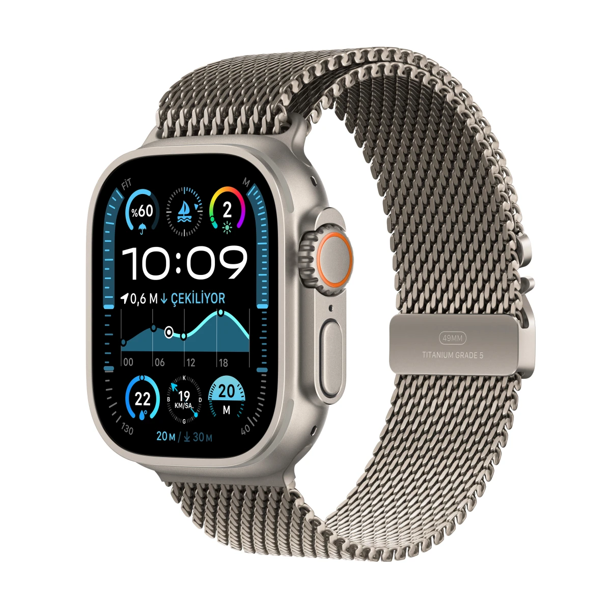 Apple Watch Ultra 2 GPS + Cellular 49mm Natural Titanium Case with Natural Titanium Milanese Loop -S