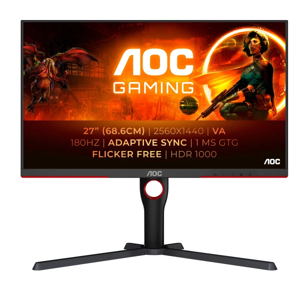 Thumbnail-AOC G3 Q27G3XMN/BK monitor de ecrã 68,6 cm (27″) 2560 x 1440 pixels 2K Ultra HD LED Preto