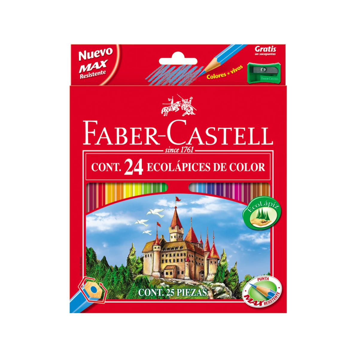 Lapis de cor faber-castell c/ 24 cores hexagonal madeira reflorestada