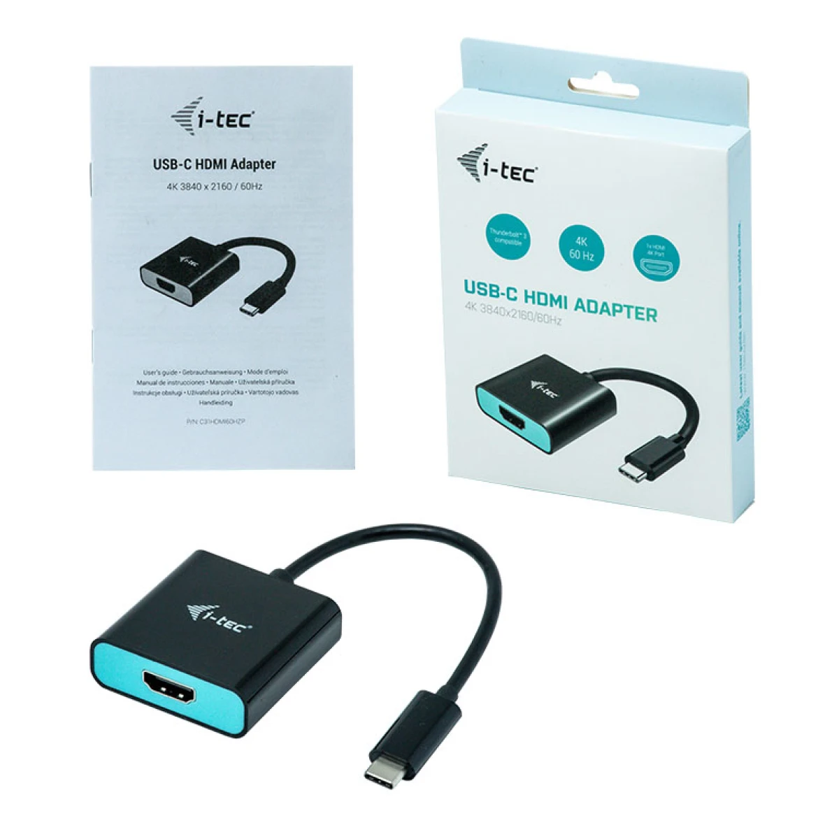 Galery – i-tec C31HDMI60HZP adaptador de cabo de vídeo 0,15 m USB Type-C HDMI Preto, Turquesa0