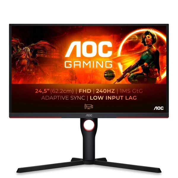 Thumbnail-AOC G3 25G3ZM/BK monitor de ecrã 62,2 cm (24.5″) 1920 x 1080 pixels Full HD Preto, Vermelho