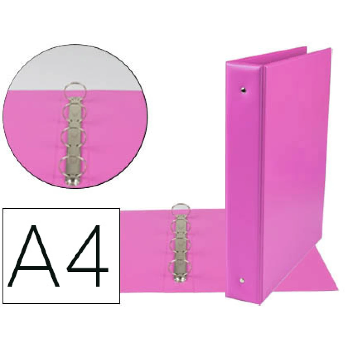 Pasta de 4 aneis 40 mm mistos liderpapel din a4 cartao forrado pvc fucsia