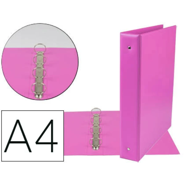 Pasta de 4 aneis 40 mm mistos liderpapel din a4 cartao forrado pvc fucsia