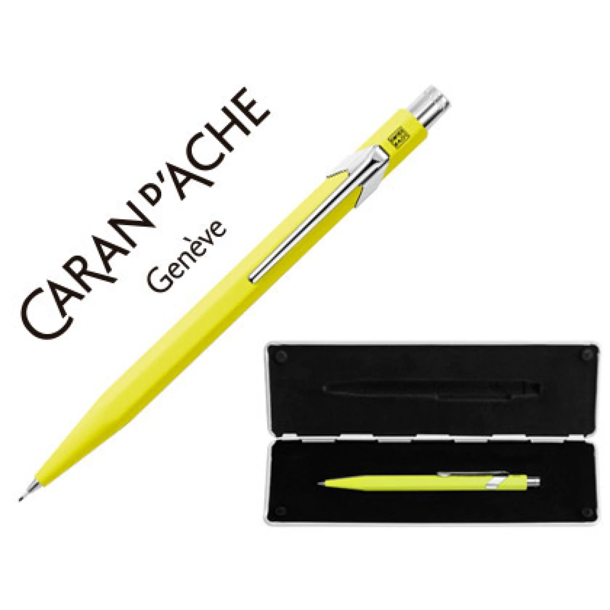 Lapiseira caran d'ache 844 0,7 mm com estojo amarelo fluor