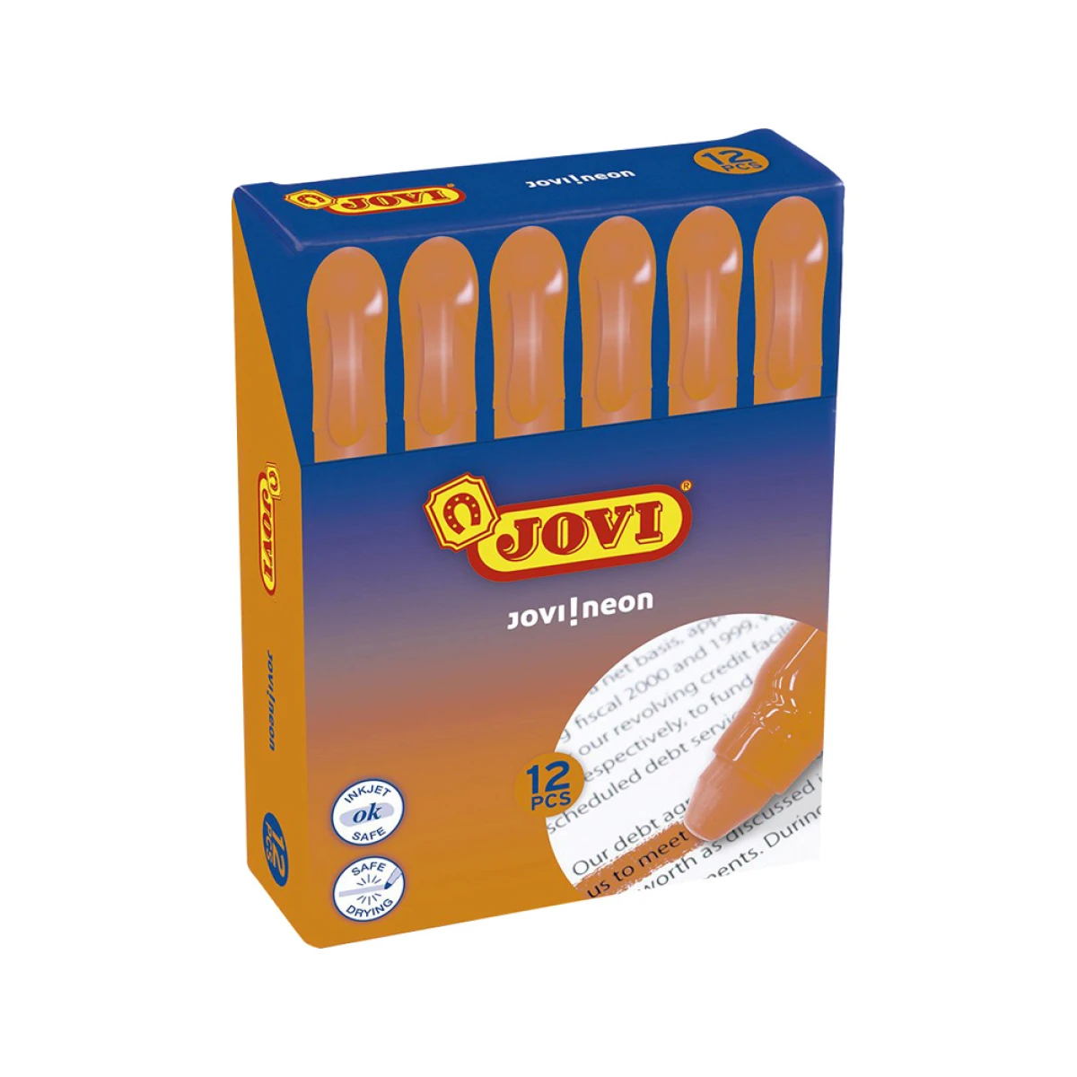 Marcador de cera gel jovi fluorescente naranja caja de 12 unidades