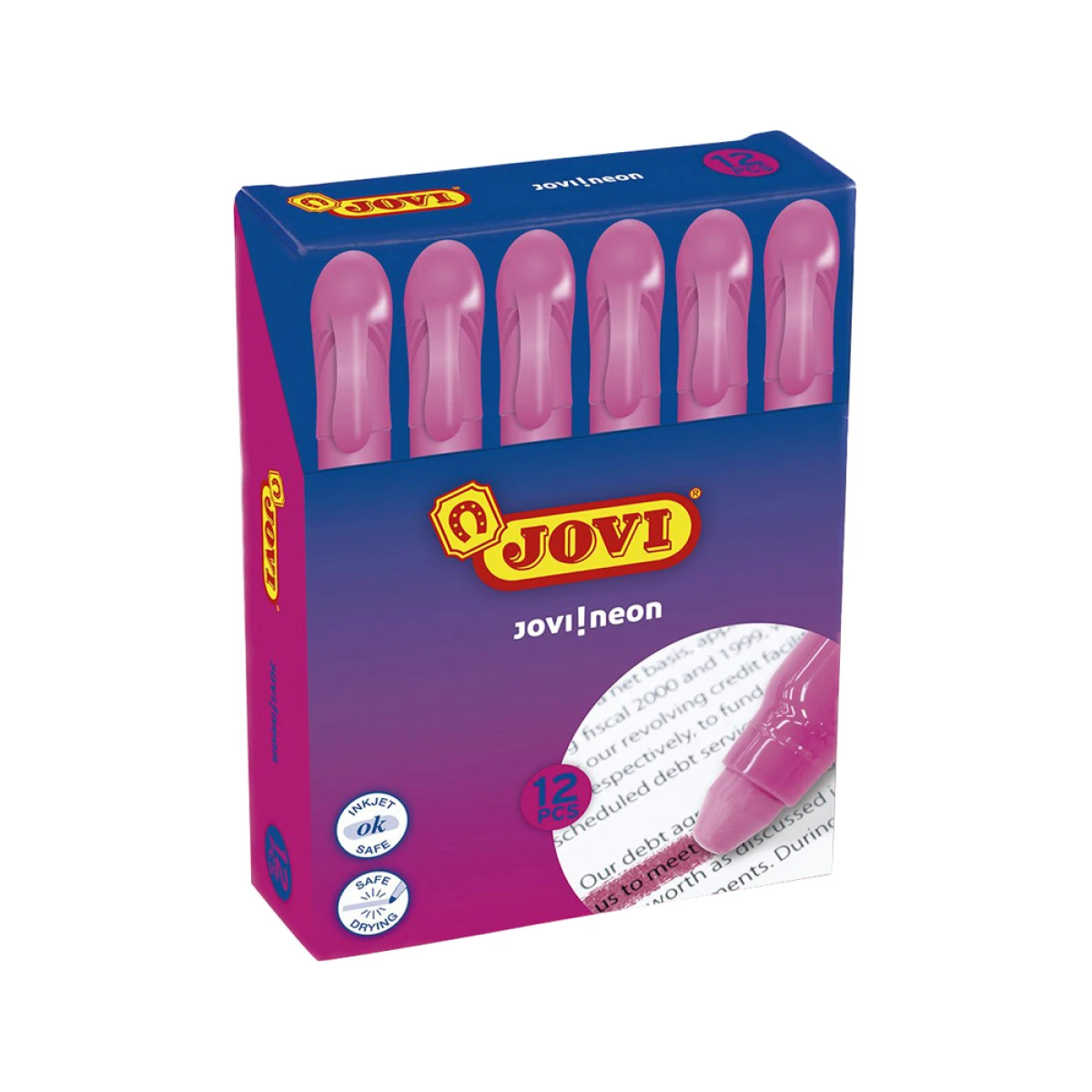 Marcador de cera gel jovi fluorescente rosa caja de 12 unidades