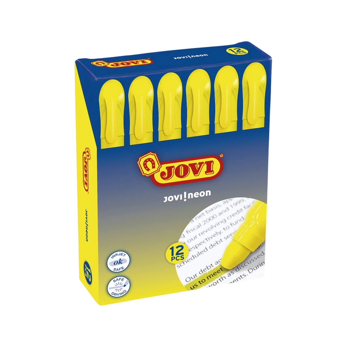 Marcador de cera gel jovi fluorescente amarillo caja de 12 unidades