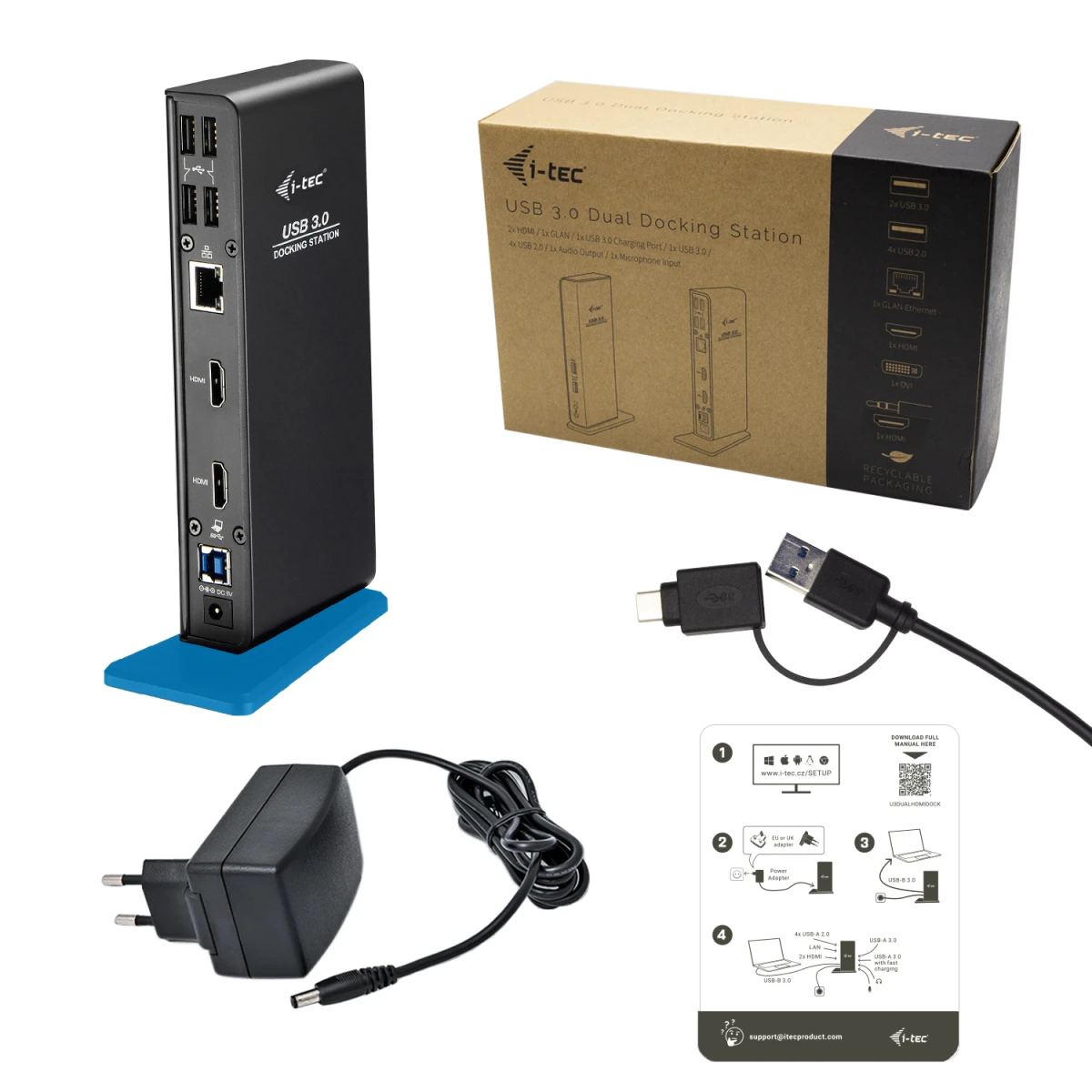 Galery – i-tec U3DUALHDMIDOCK base & duplicador de portas Com fios USB 3.2 Gen 1 (3.1 Gen 1) Type-A Preto0