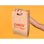 Bolsa kraft verjurado asa troquelado carlin 24x43+10 cm 60 gr caja de 500 unidades