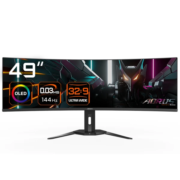 GIGABYTE AORUS CO49DQ monitor de ecrã 124,5 cm (49") 5120 x 1440 pixels DQHD OLED Preto