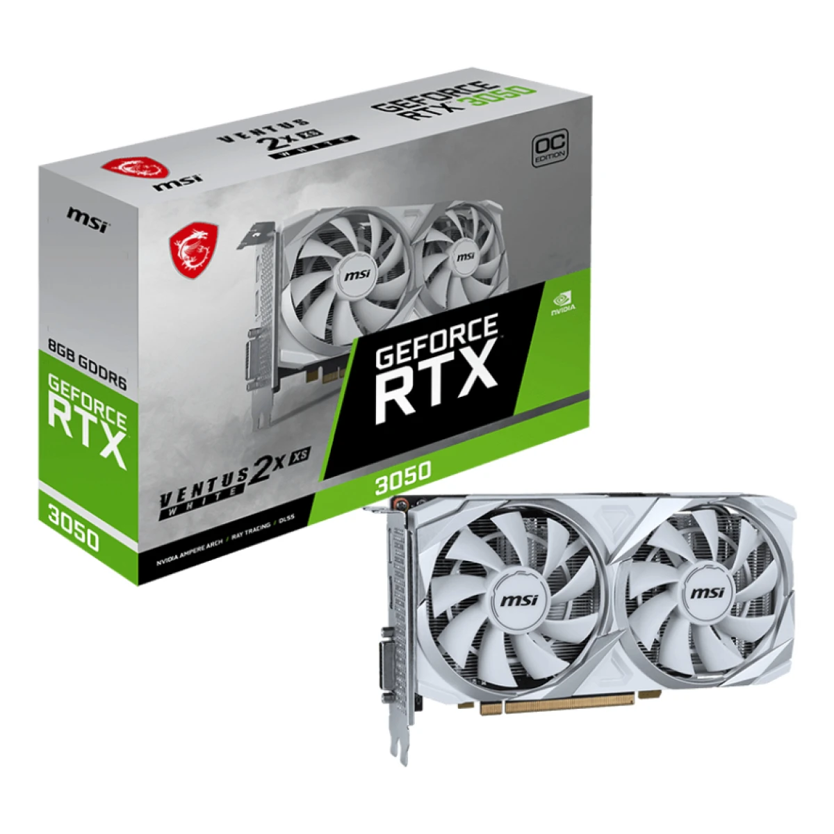 MSI VENTUS RTX 3050 2X XS WHITE 8G OC placa de vídeo NVIDIA GeForce RTX 3050 8 GB GDDR6