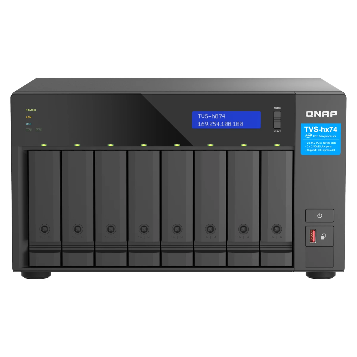 QNAP TVS-H874T-I9-64G servidor NAS e de armazenamento Tower Intel® Core™ i9 64 GB DDR4 HDD QNAP QTS Preto