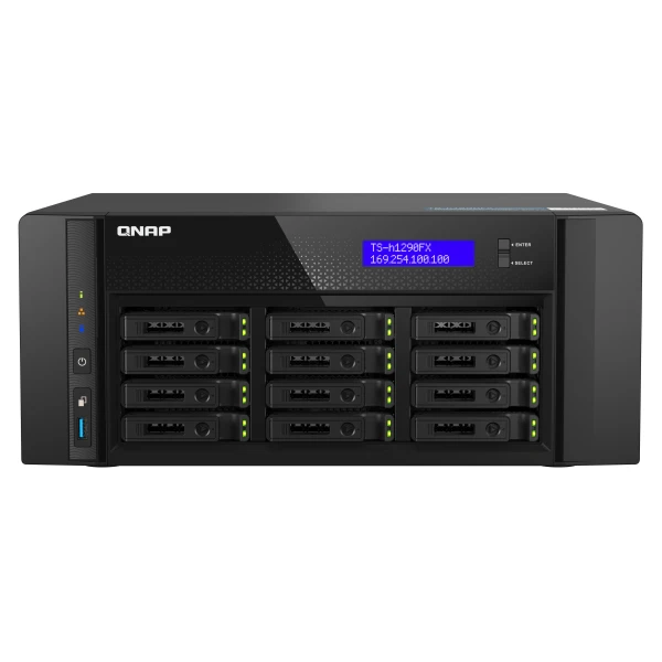 QNAP TS-h1290FX NAS Tower EPYC 7302P 128 GB DDR4 0 TB QuTS hero Preto