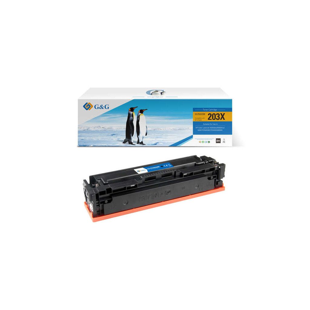 Cartucho de toner genérico preto G&G HP CF540X/CF540A/CF400X/CF400A - Substitui 203X/203A/201X/201A