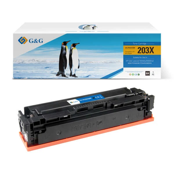 Cartucho de toner genérico preto G&G HP CF540X/CF540A/CF400X/CF400A - Substitui 203X/203A/201X/201A