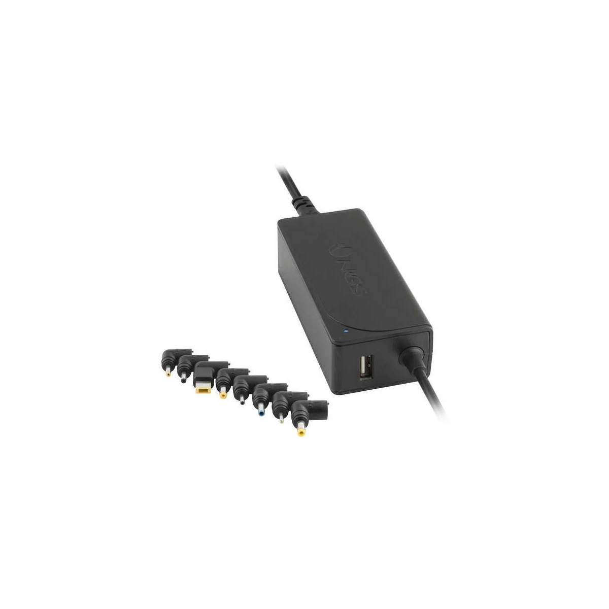 Carregador universal automático para laptop NGS 90W - 9 adaptadores - 1x USB 2.0 - Tensão 15-20V - Indicador LED