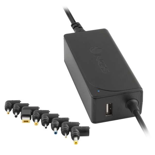 Carregador universal automático para laptop NGS 90W - 9 adaptadores - 1x USB 2.0 - Tensão 15-20V - Indicador LED