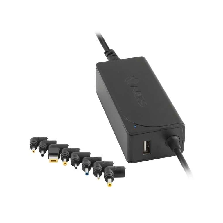 Carregador universal automático para laptop NGS 90W - 9 adaptadores - 1x USB 2.0 - Tensão 15-20V - Indicador LED