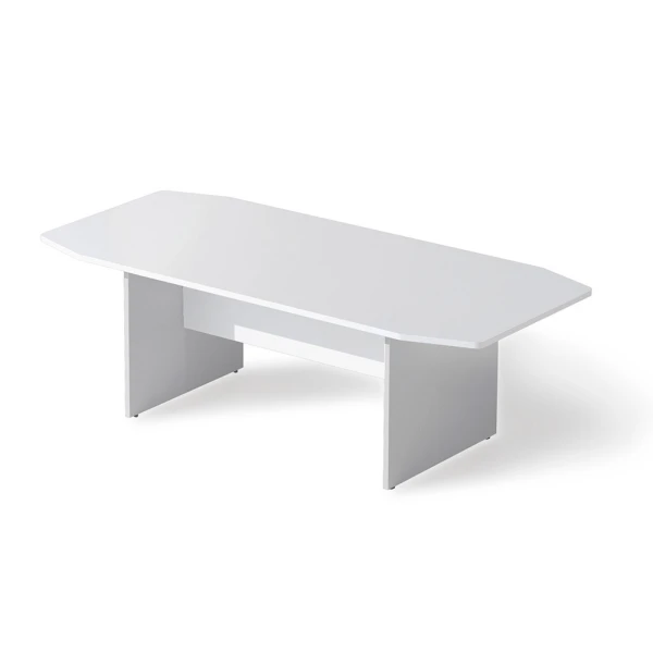 Mesa de reuniao rocada meeting 3003ab04 estrutura em madeira cinza aluminio tabuleiro em madeira branco 220x100x72 cm