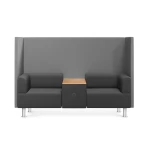 Sofa rocada 2 lugares + mesa forrado cor preto / cinza 200x129x68 cm