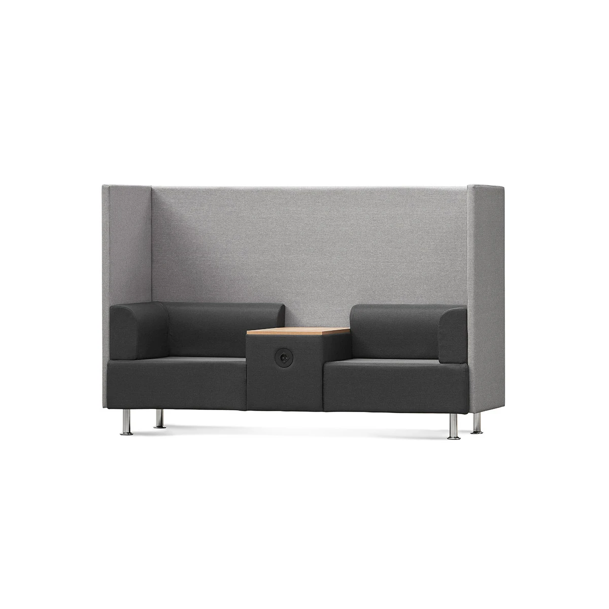 Sofa rocada 2 lugares + mesa forrado cor preto / cinza 200x129x68 cm