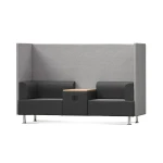 Sofa rocada 2 lugares + mesa forrado cor preto / cinza 200x129x68 cm