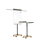 Quadro movel rocada metalico magnetico com rodas 69x99 cm 2 bracos extensiveis lateral e bandeja para marcadores