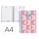 Agenda espiral liderpapel classic a4 2025 dia pagina cor rosa papel 70 gr