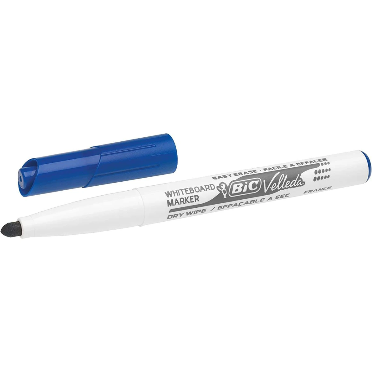 Marcador Blackboard Bic Velleda 1741 - Ponta 4,5 mm - Curso 1,4 mm - Tinta à base de acetona - Borracha ideal - Longa duração - Cor azul