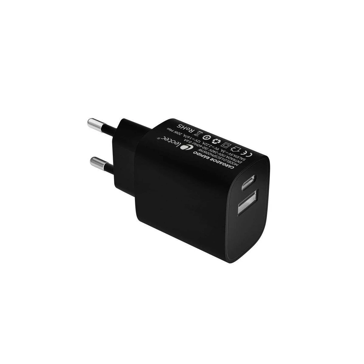 Leotec Cargador Carga Rápida Universal 1xUSB-C PD + 1x USB-A 20W