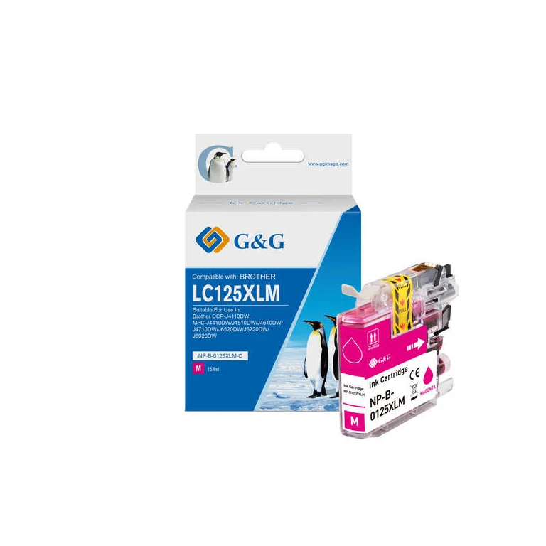 Cartuchos de tinta genéricos G&G Brother LC125XL Magenta - Substitui LC125XLM