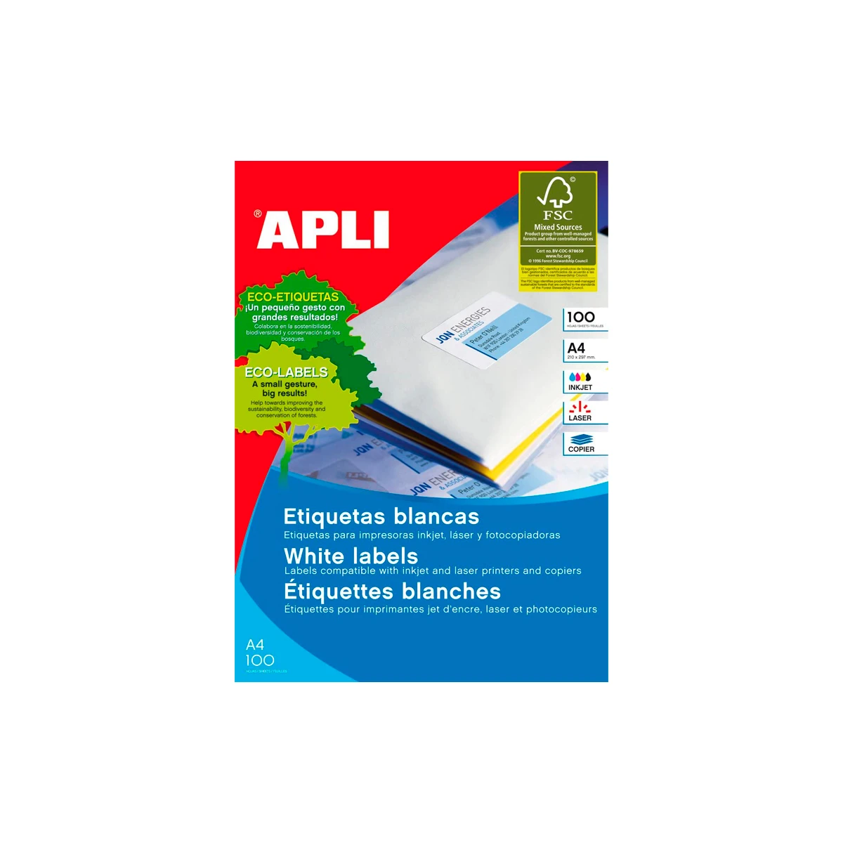 Etiquetas adesivas apli din a4 210 x 148 mm