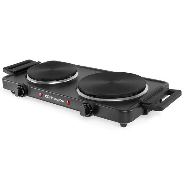 Placa Elétrica Dobrável Orbegozo PE 2855 - Potência 2500W - 2 Superfícies de Cozinha - 2 Termostatos Ajustáveis - Indicadores Luminosos - Sistema de Segurança