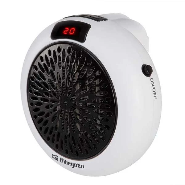 Orbegozo CR 4000 Mini Aquecedor Cerâmico Plug-in - Potente e Programável - Ideal para Espaços Pequenos - Display LED e Termostato Ajustável - sem Cabos - 600W