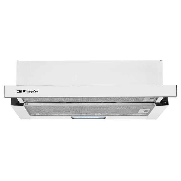 Capô telescópico eficiente Orbegozo - Motor potente de 65 W - Extração de 3082 M3/H - Luz LED e filtros removíveis - Design branco elegante