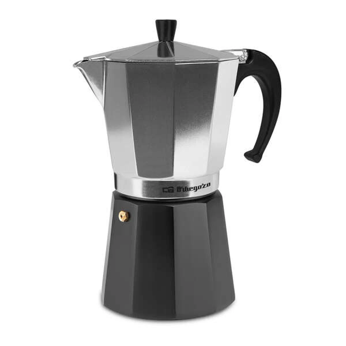 Máquina de café de alumínio Orbegozo KFM 1230 para 12 xícaras - Prepare deliciosos cafés e outras bebidas com facilidade - Alça ergonômica e válvula de segurança - Compatível com diferentes tipos de cozinhas