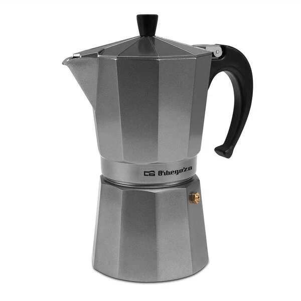 Cafeteira Orbegozo KFS 920 em alumínio prata - Capacidade para 9 xícaras - Adequado para gás - Fogões elétricos ou vitrocerâmicos - Cabo ergonômico - Válvula de segurança - Fácil de limpar