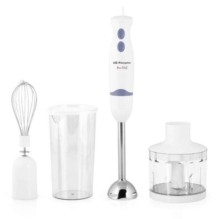 Orbegozo BT 1320 Liquidificador-Chopper versátil - Motor potente de 400 W - Lâmina de aço inoxidável - Cabo ergonômico - Copo de mistura de 600ml - Chopper universal de 500ml - Anel suspenso
