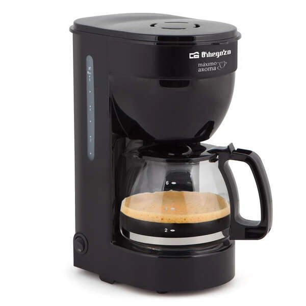 Máquina de café por gotejamento preto Orbegozo CG 4014 - Desfrute de 6 xícaras de café quente com rapidez e conforto - Filtro permanente - Jarra de cristal - Proteção anti-gotejamento e desconexão automática