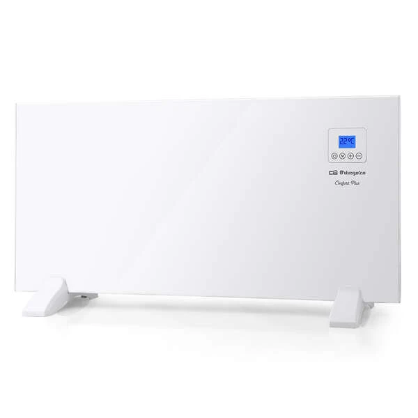 Painel radiante branco fino Orbegozo REH 1500 a - Tela LCD - Controle de toque - Programador semanal - Proteção contra superaquecimento - Suporte para pés/paredes Conforto e eficiência em sua casa