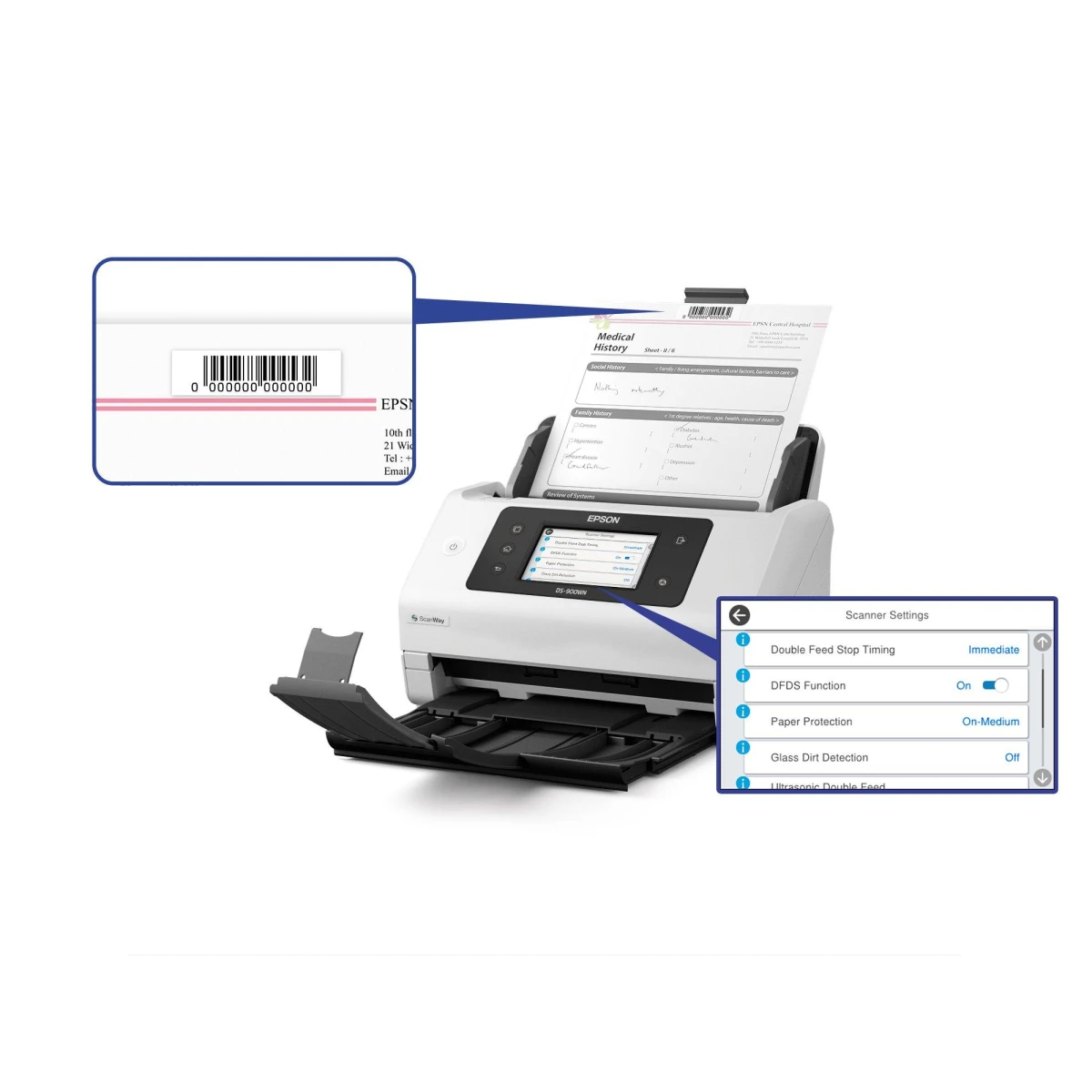 Epson WorkForce DS-900WN Scanner com alimentação por folhas 600 x 600 DPI A4 Branco