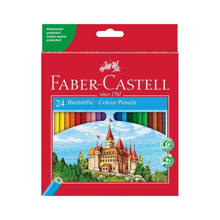 Lapis de cor faber-castell c/ 24 cores hexagonal madeira reflorestada