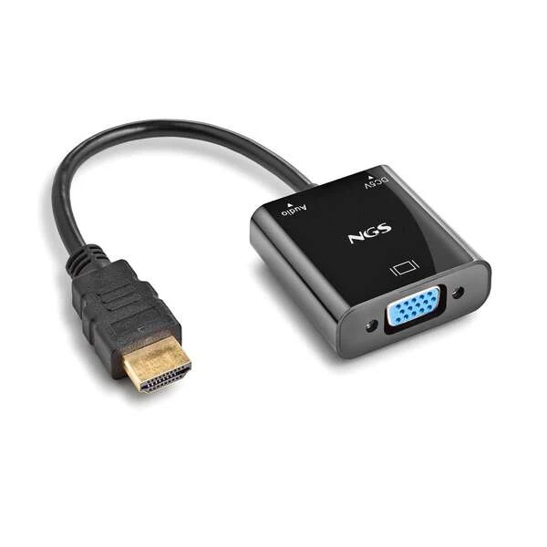 Adaptador NGS Chameleon HDMI para SVGA + Áudio Full HD + Cabo de alimentação incluído - Cor Preto