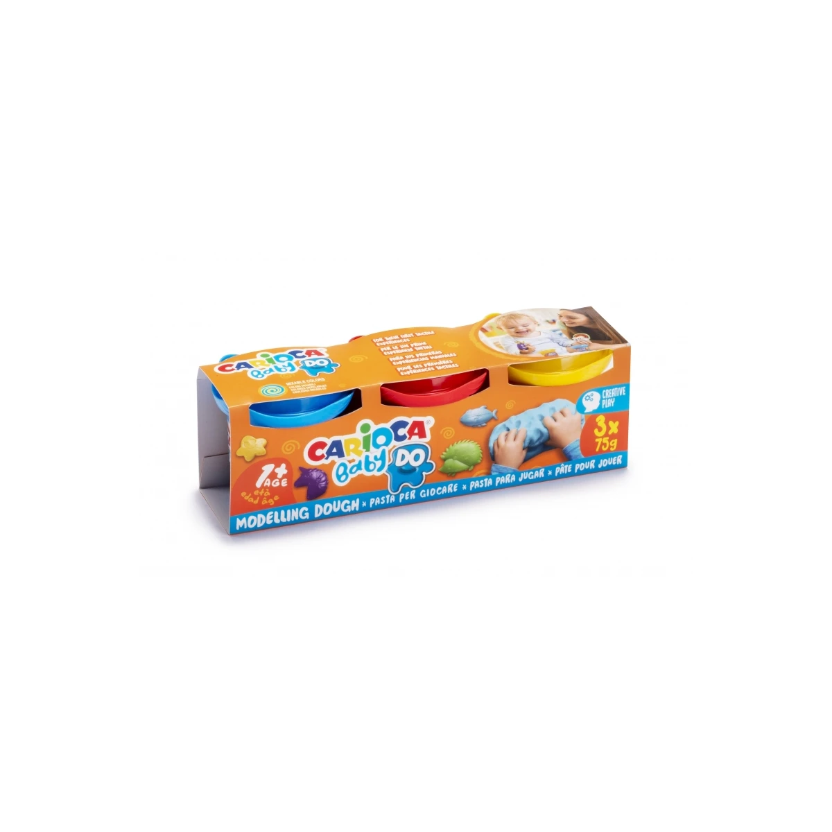 Pasta de modelar carioca baby dough frasco 75 g set de 3 cores sortidas