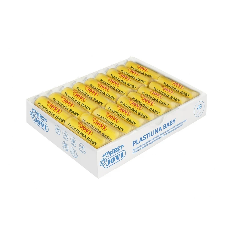 Plasticina jovi my first baby super suave 38 gr cor amarelo caixa de 18 unidades